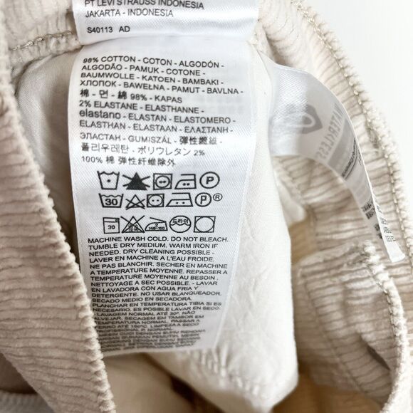 Levis Premium 70s High Flare Corduroy Pants Ivory White Womens 29 Bell Bottom - Picture 9 of 10